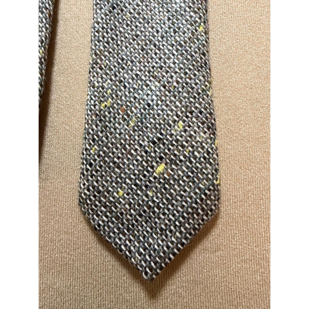 Vintage Hortex Traditional Tweed Necktie – Green with Yellow Flecks Pure Wool